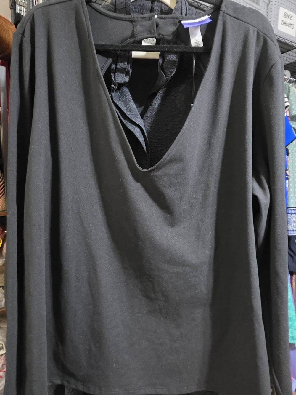 FUTURE COLLECTIVE Black V-Neck Long SleeveBlouse With Back Cut Out